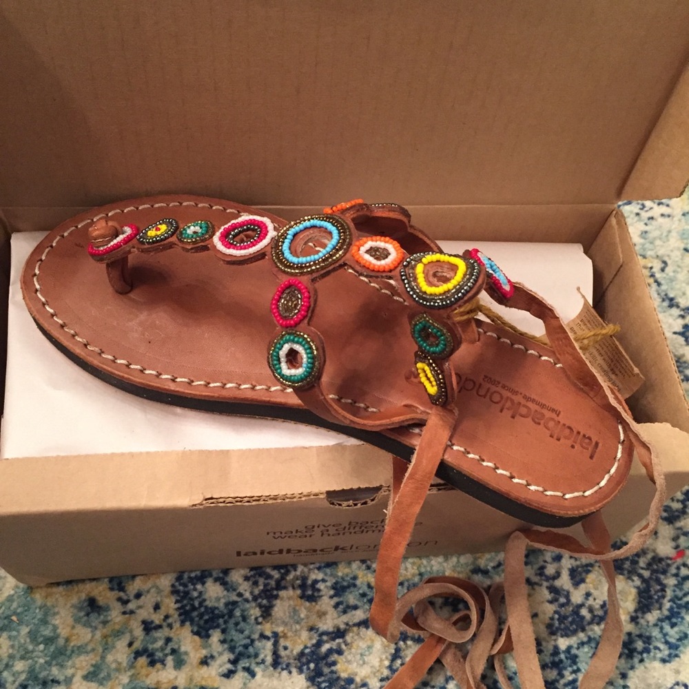 BNIB leather beaded gladiators